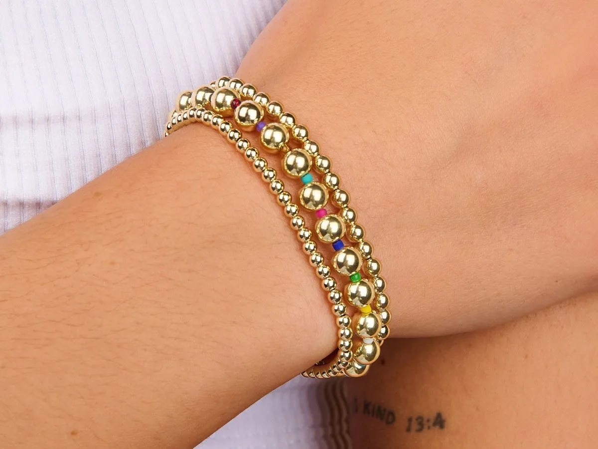 3+4+6mm Enamel Bead Bracelet Set