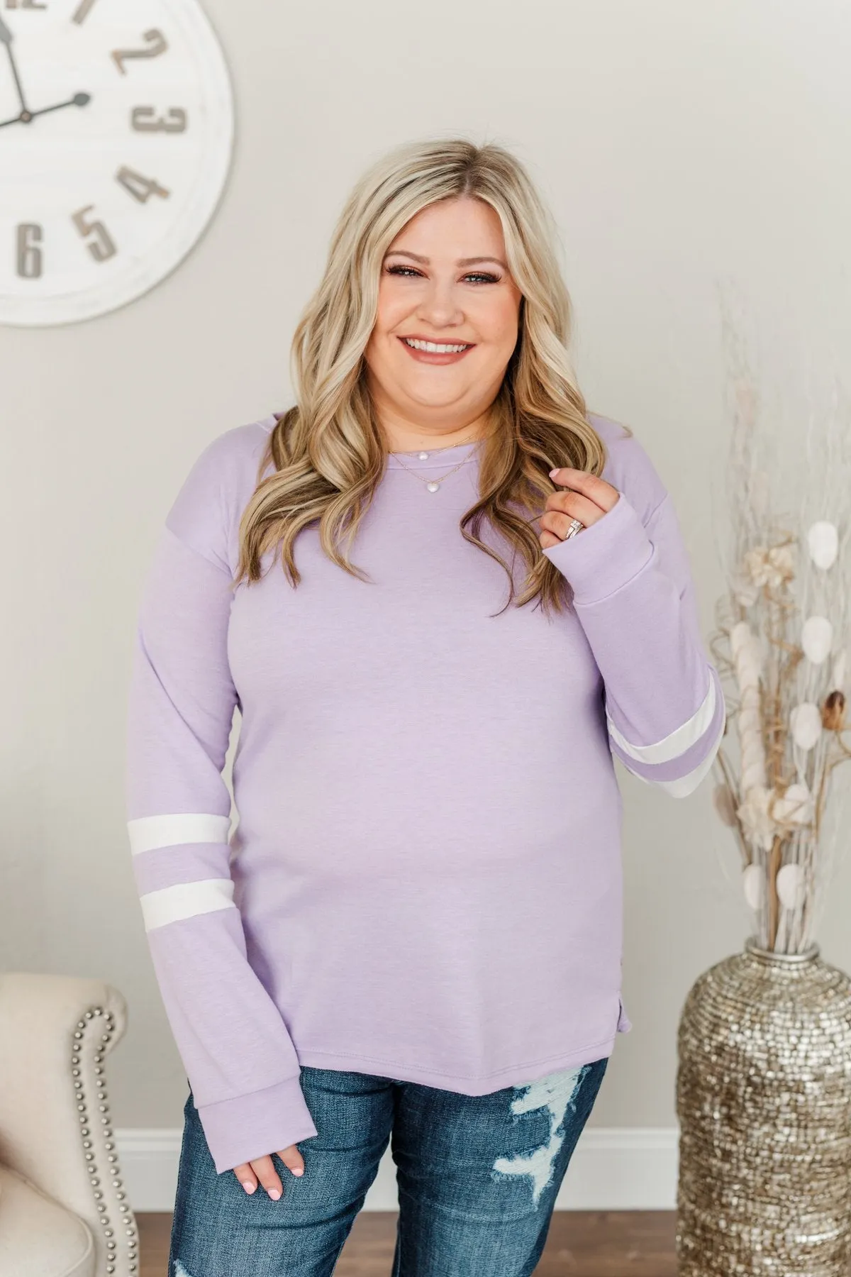 Along For The Journey Pullover Top- Lavender