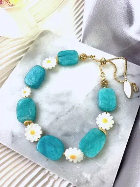 Amazonite With Floral Charms Bracelet GB008