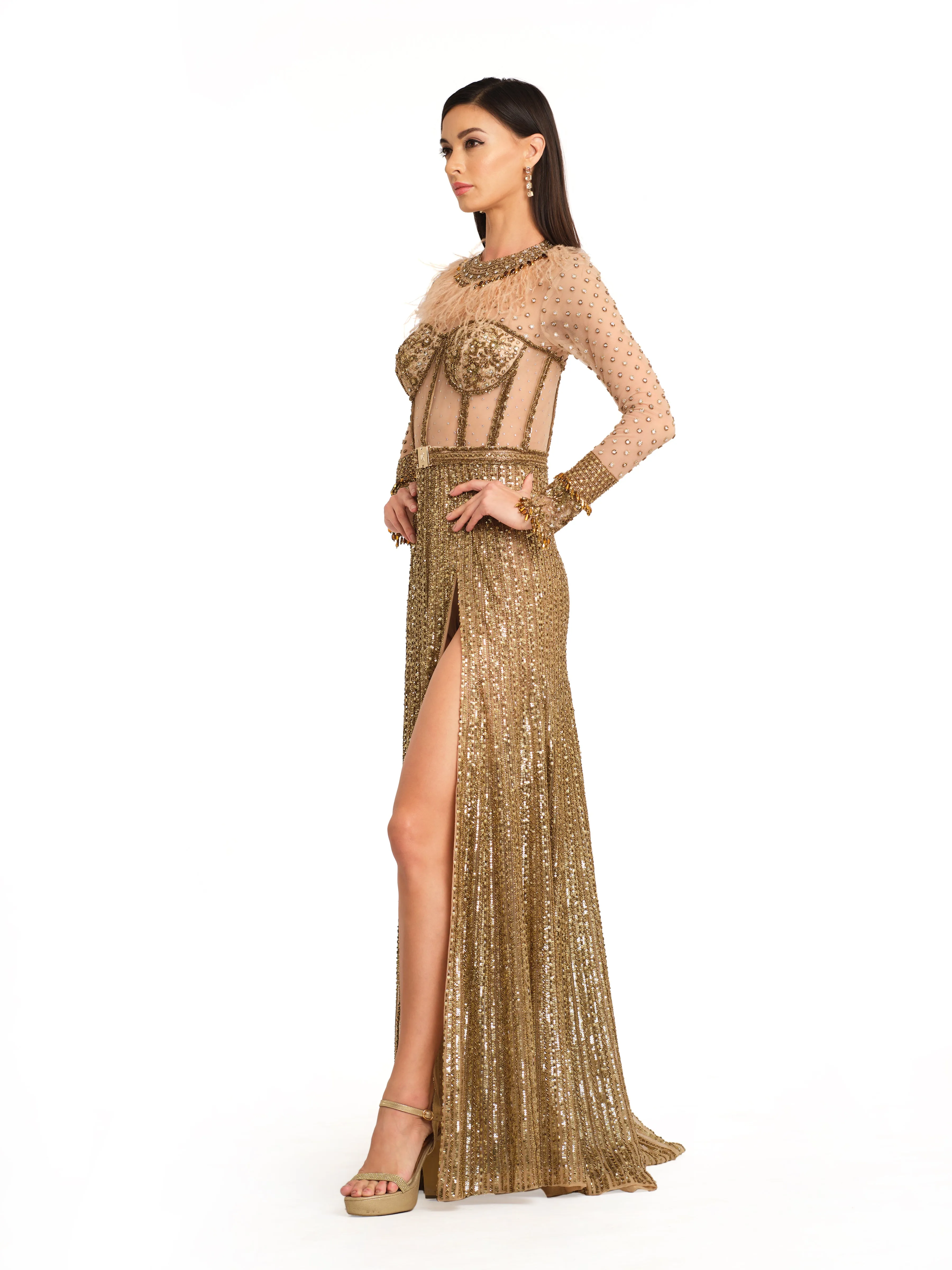 Antique Gold Embroidered Gown