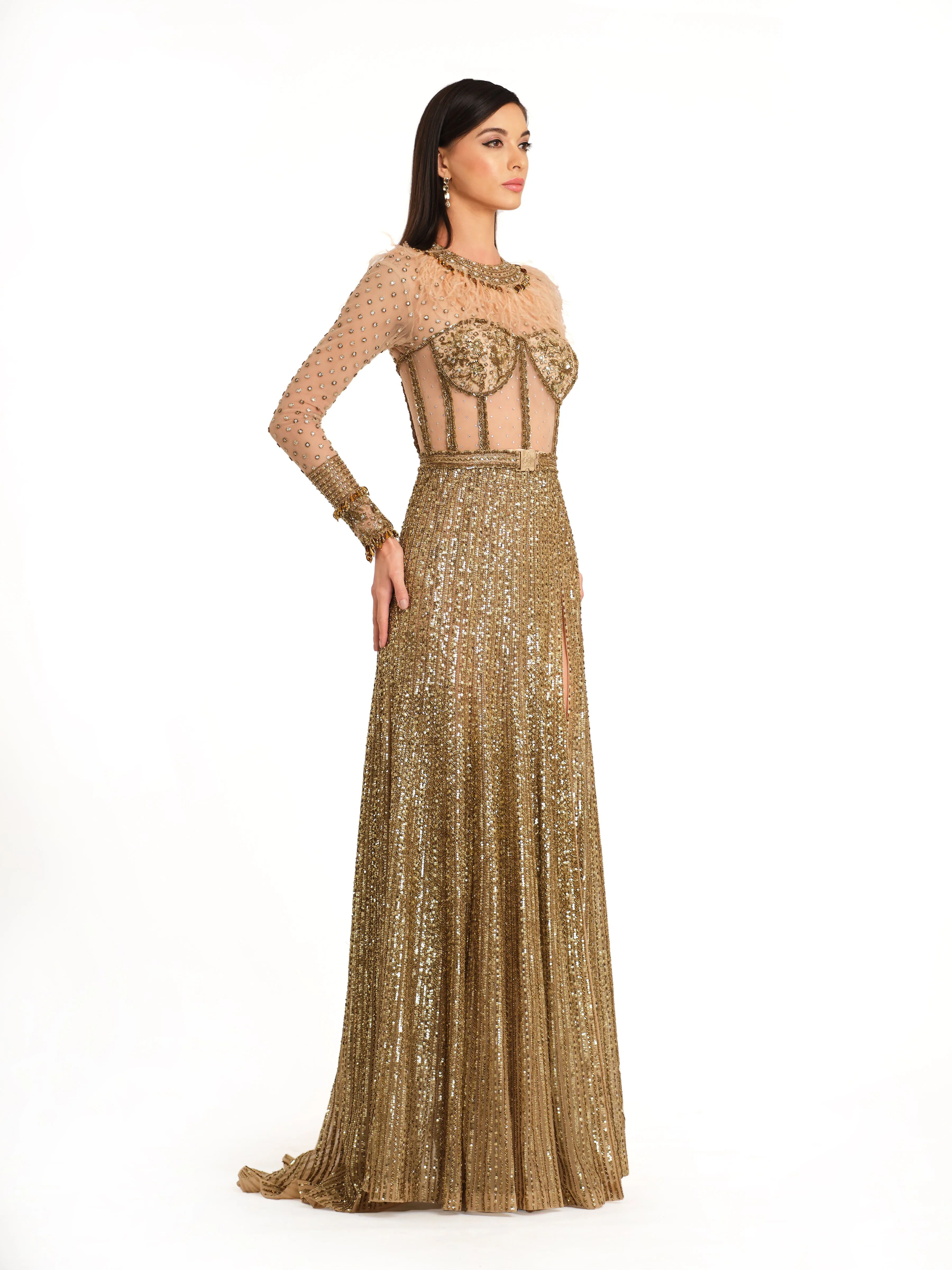 Antique Gold Embroidered Gown