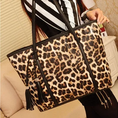 Bags Handbags Women Famous Tassel Leopard Shoulder Wallet Purse PU Leather Messenger Bag bolsos femenina