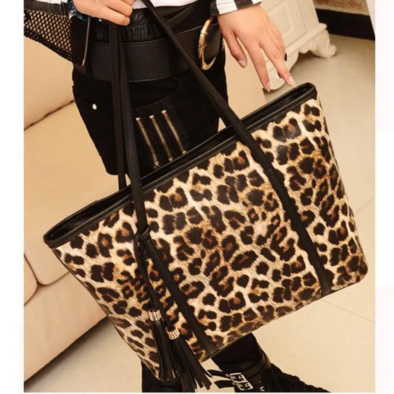 Bags Handbags Women Famous Tassel Leopard Shoulder Wallet Purse PU Leather Messenger Bag bolsos femenina