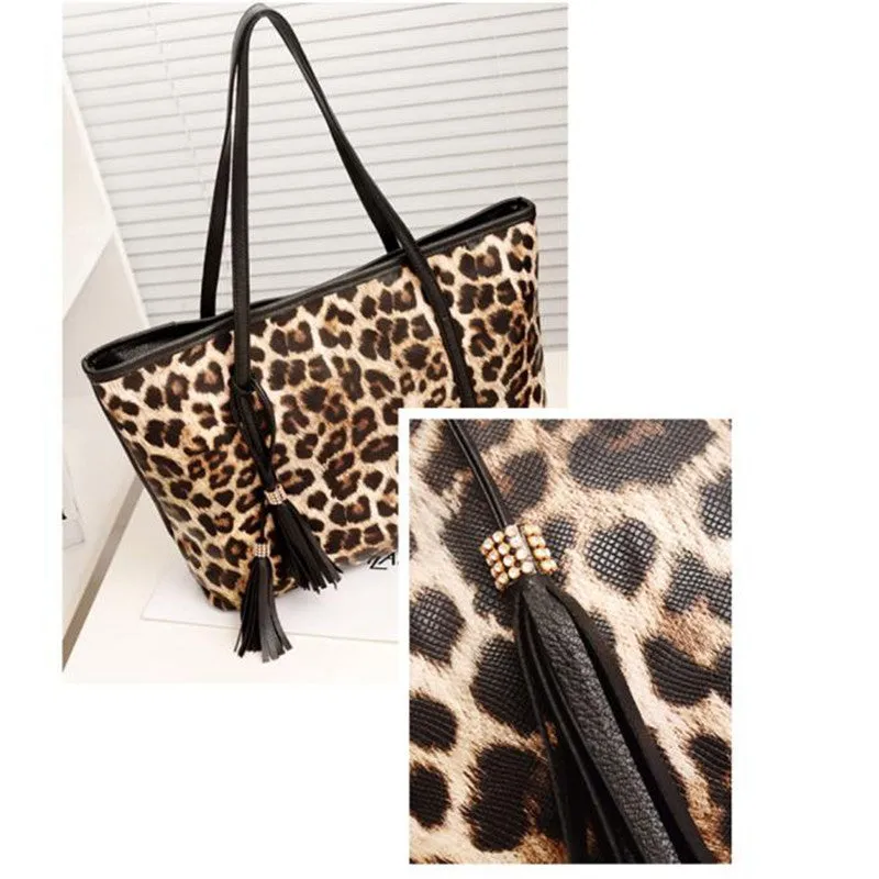 Bags Handbags Women Famous Tassel Leopard Shoulder Wallet Purse PU Leather Messenger Bag bolsos femenina