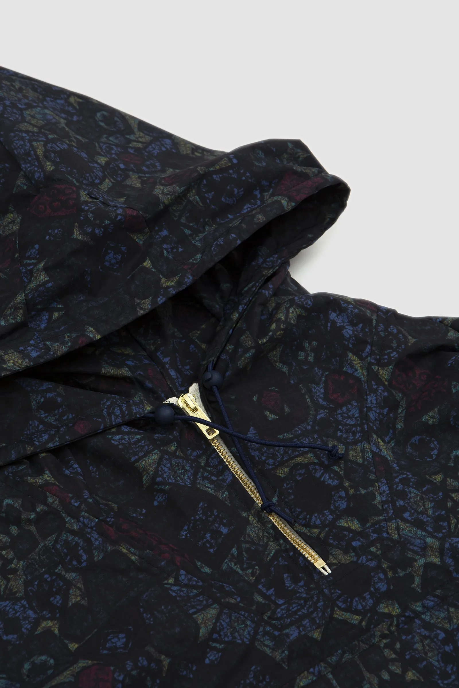 Beams Plus Nylon Batik Print Eurosport Anorak Navy