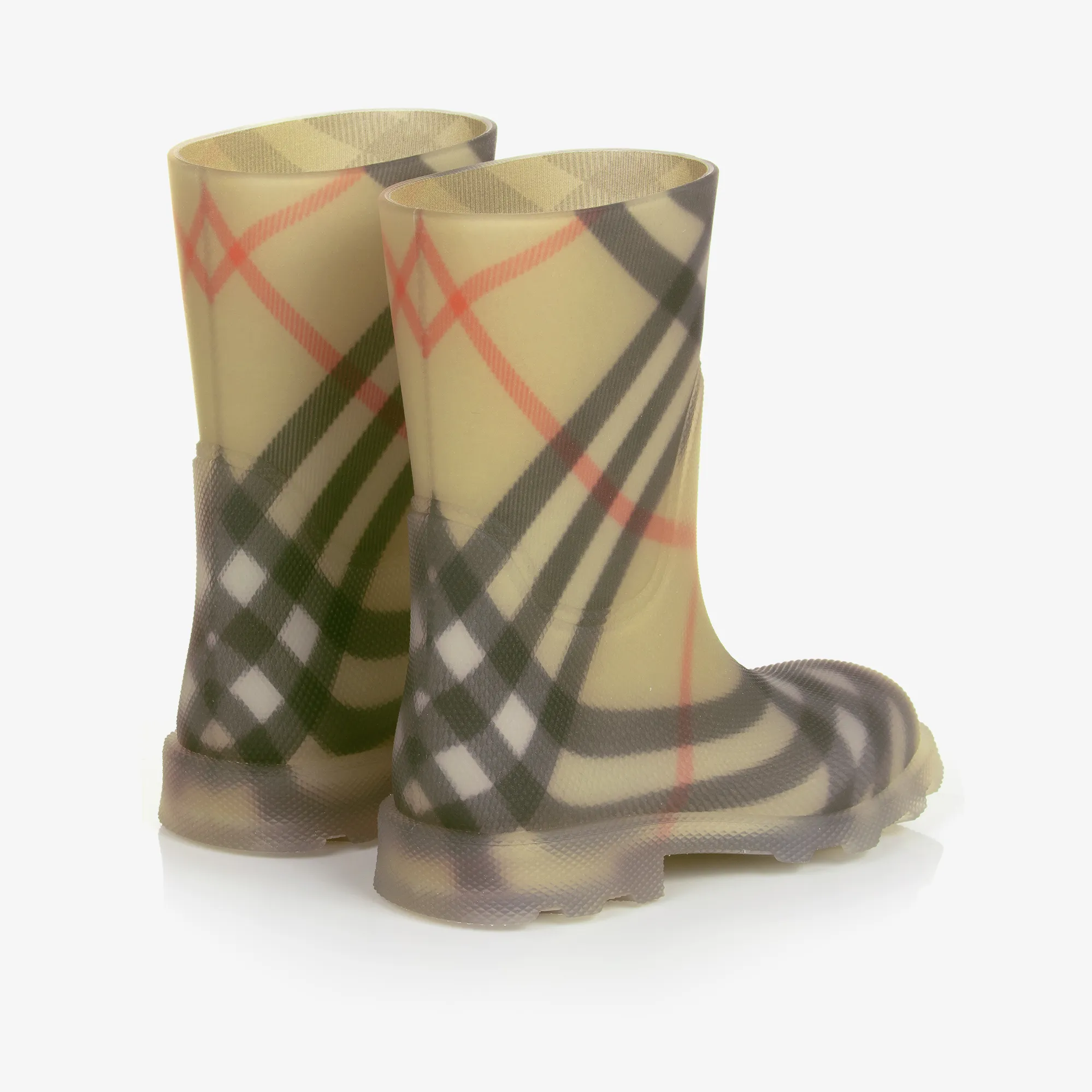 Beige Vintage Check Rain Boots