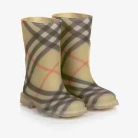 Beige Vintage Check Rain Boots