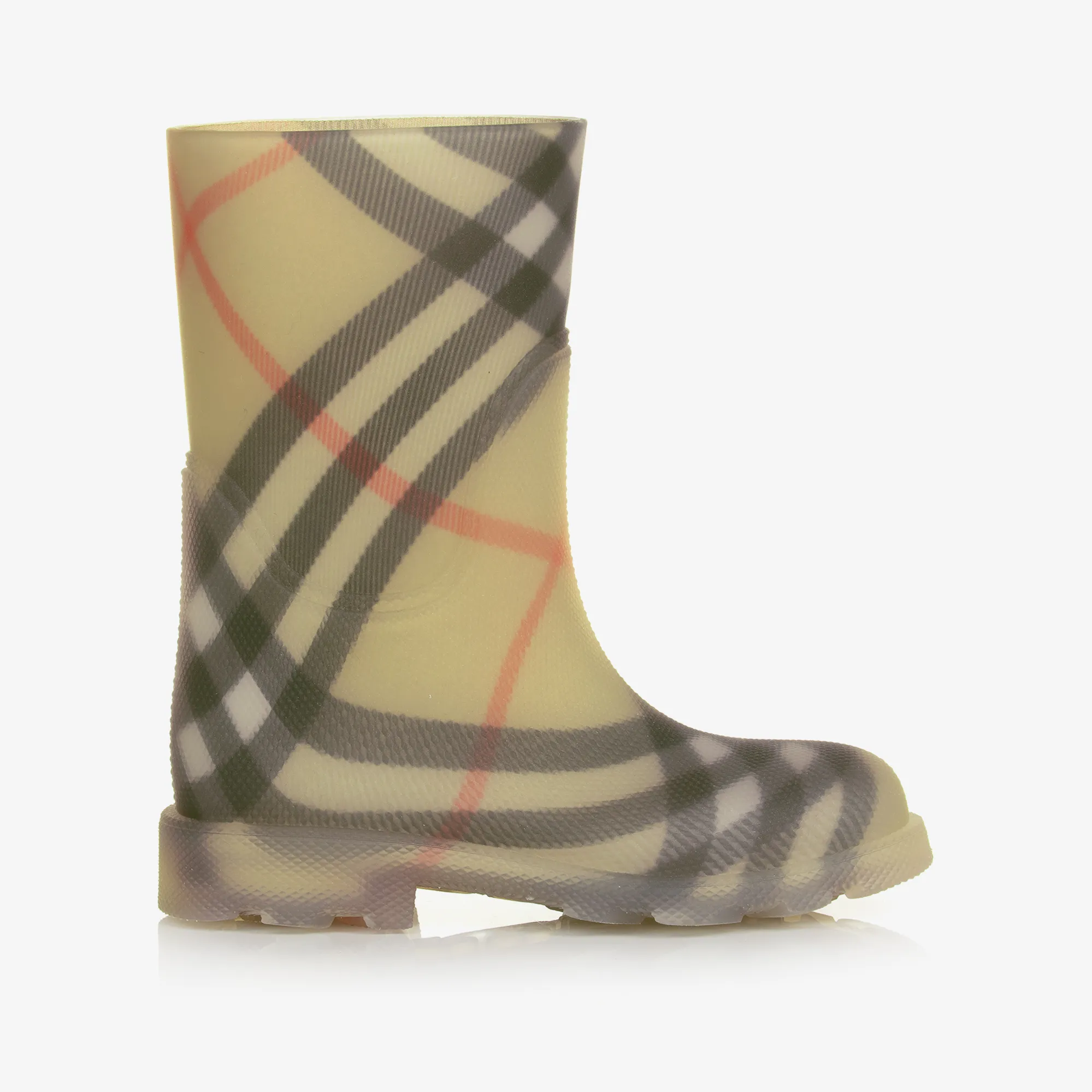 Beige Vintage Check Rain Boots