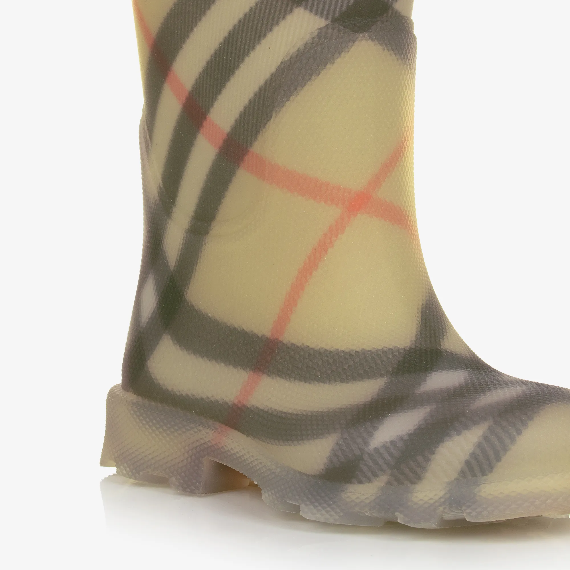 Beige Vintage Check Rain Boots