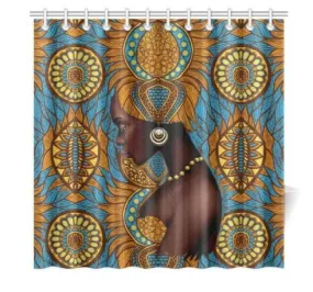 BLACK GIRL FLORAL SHOWER CURTAIN