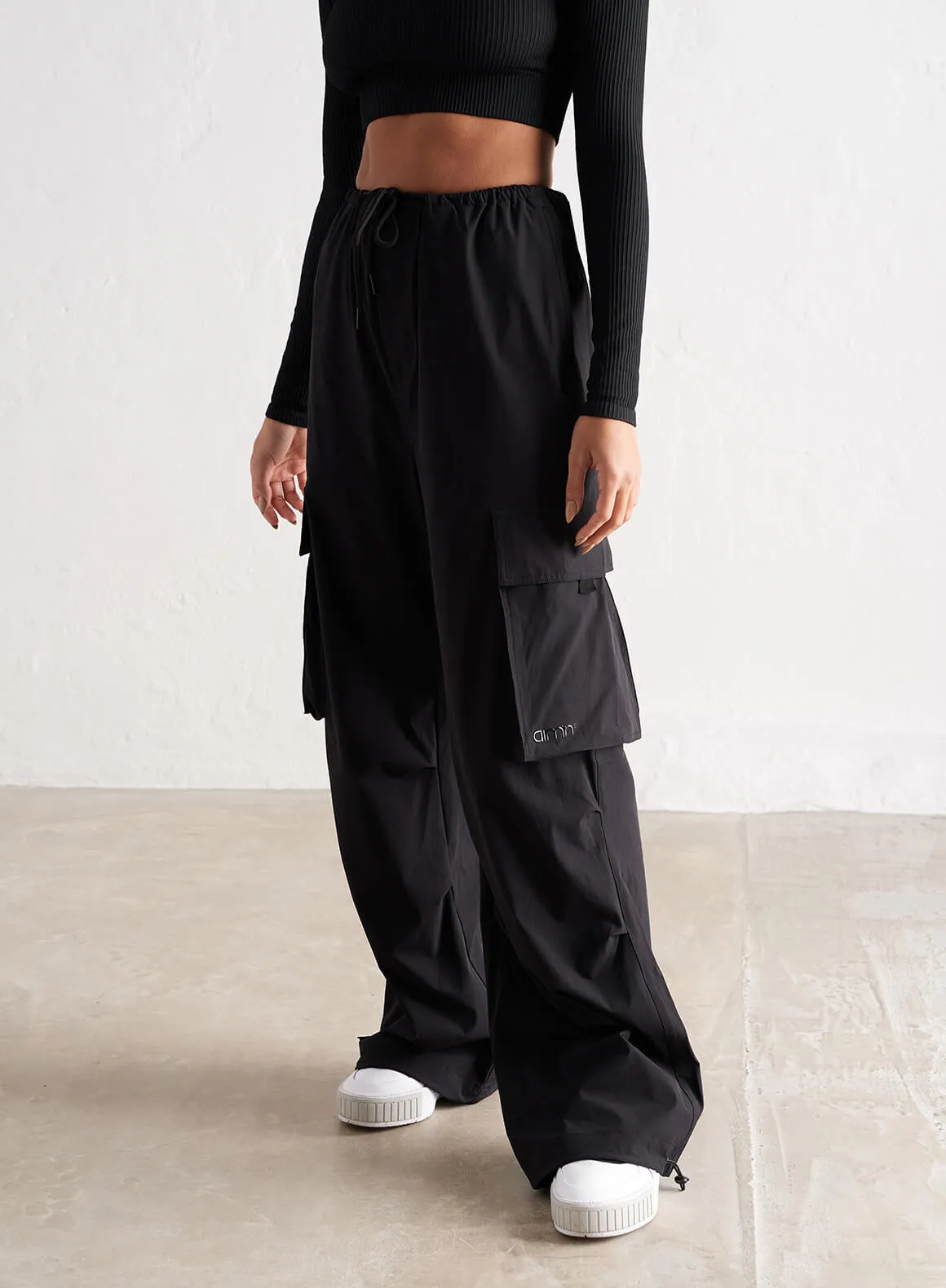 Black Windbreaker Parachute Pants