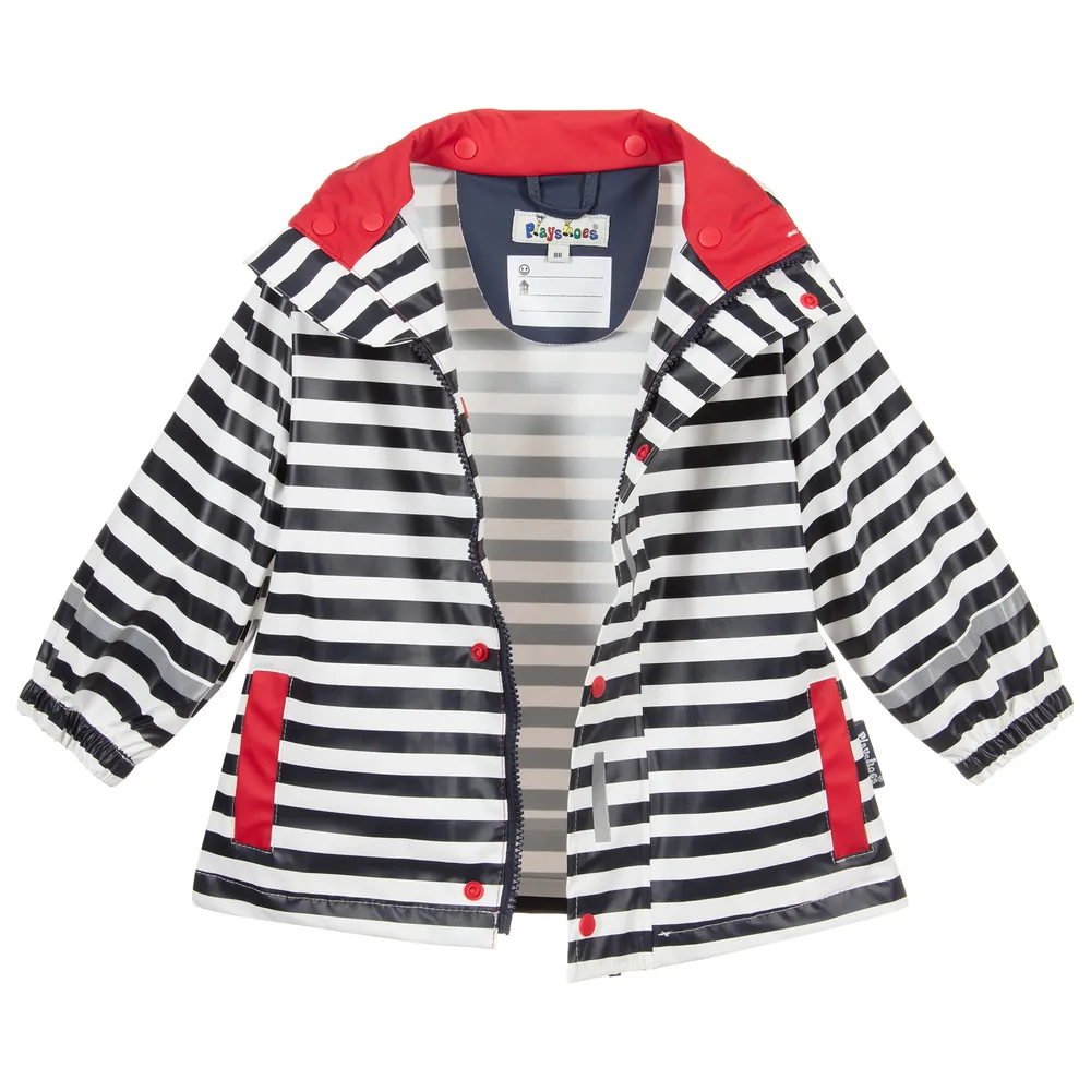 Blue & White Stripe Raincoat