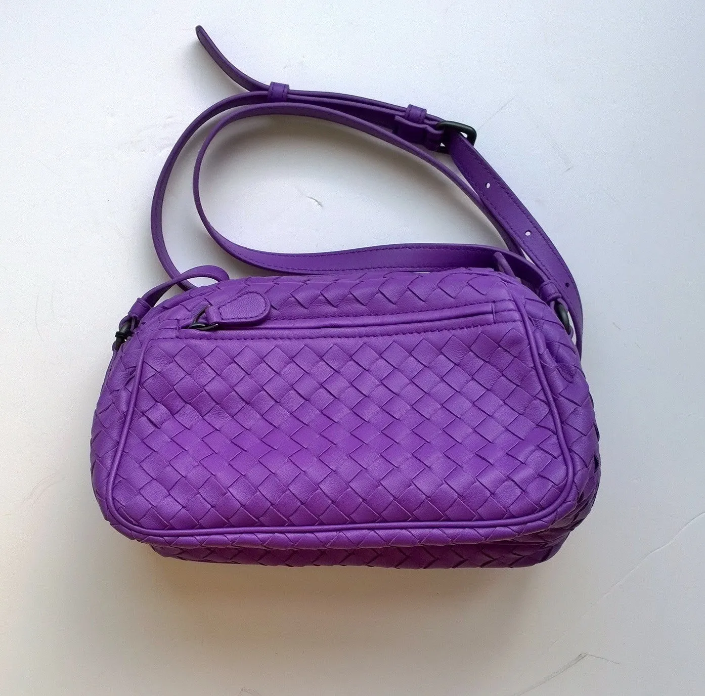 Bottega Veneta Purple Woven Leather Crossbody Bag handbag