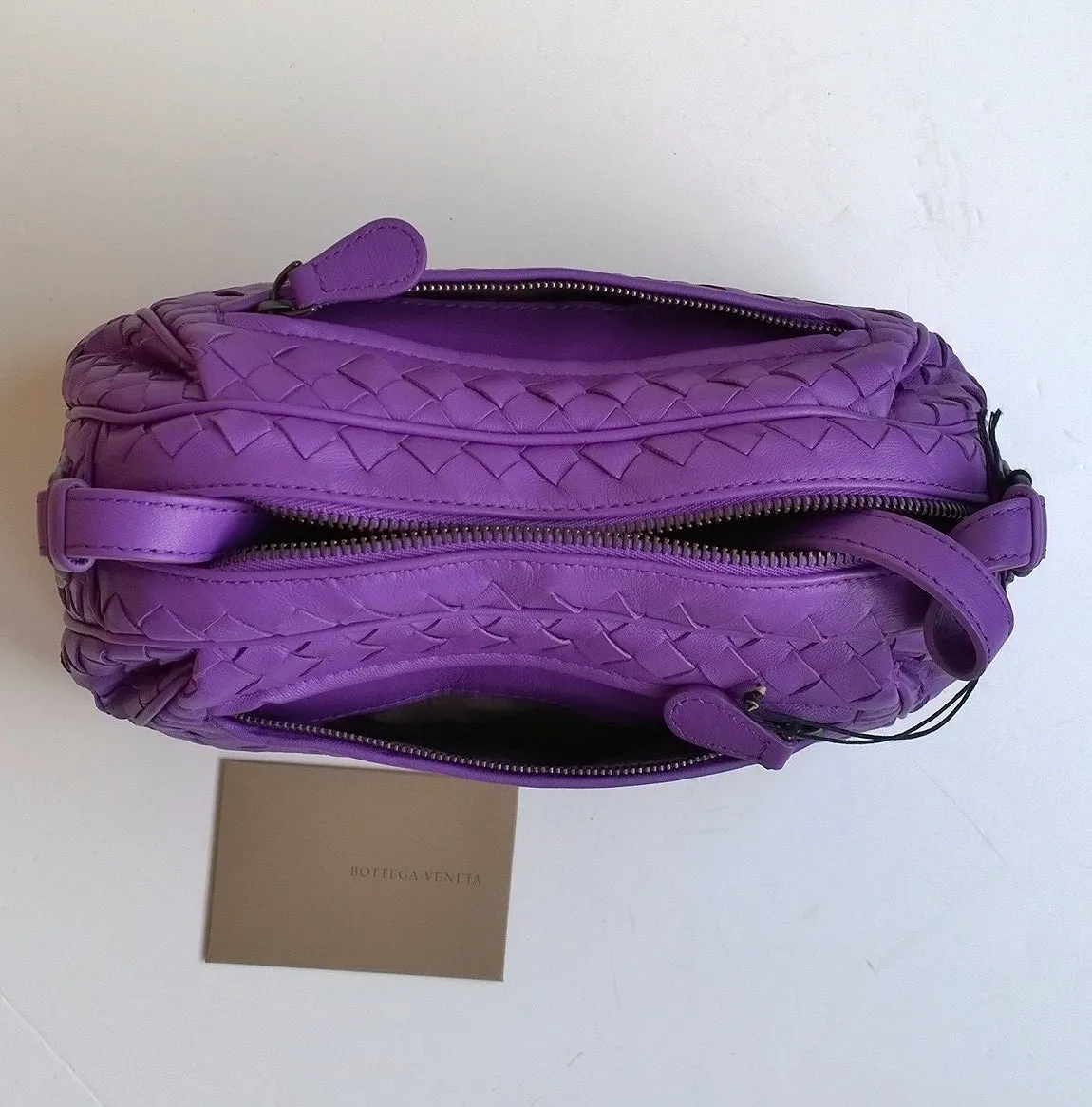 Bottega Veneta Purple Woven Leather Crossbody Bag handbag