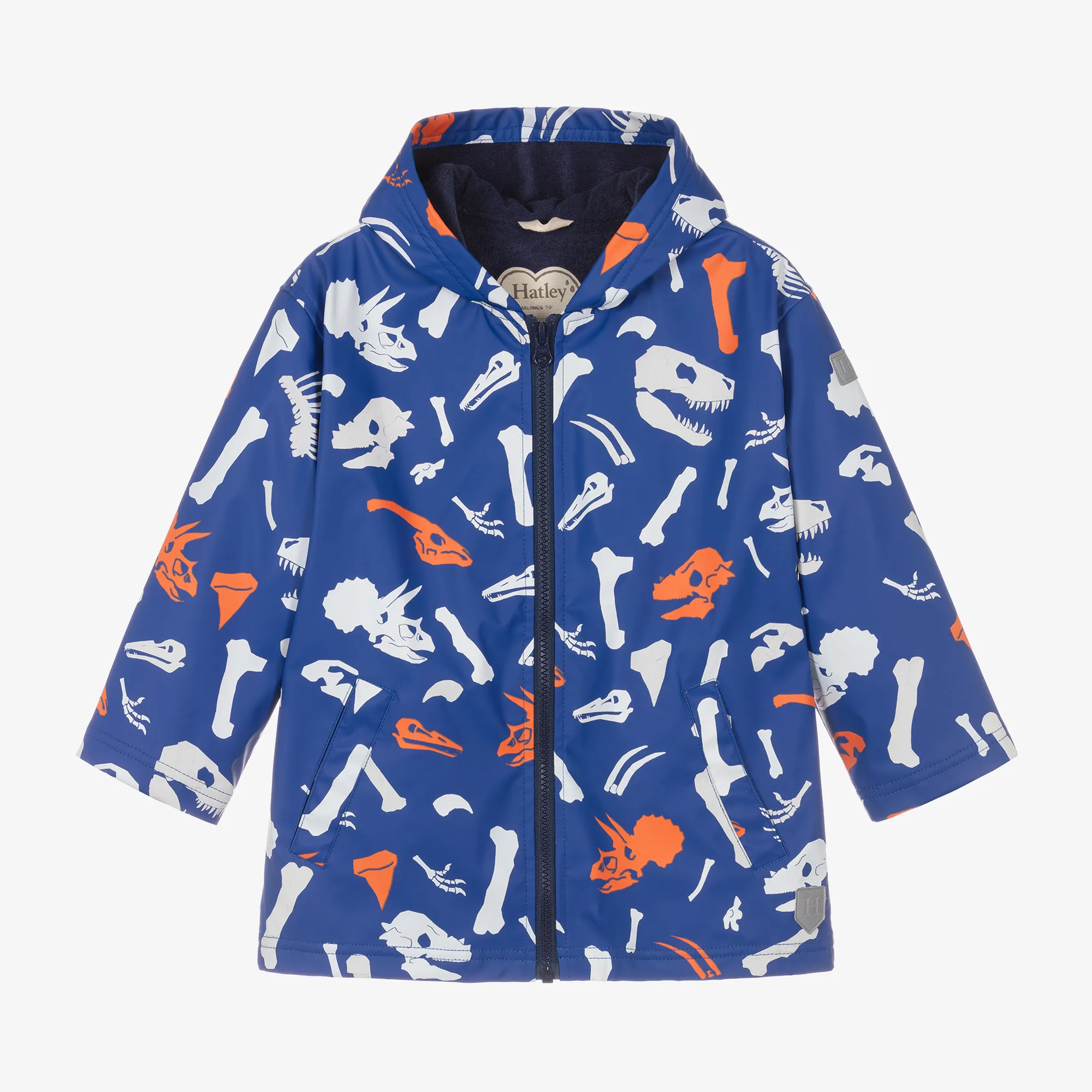 Boys Blue Dinosaur Fossils Raincoat