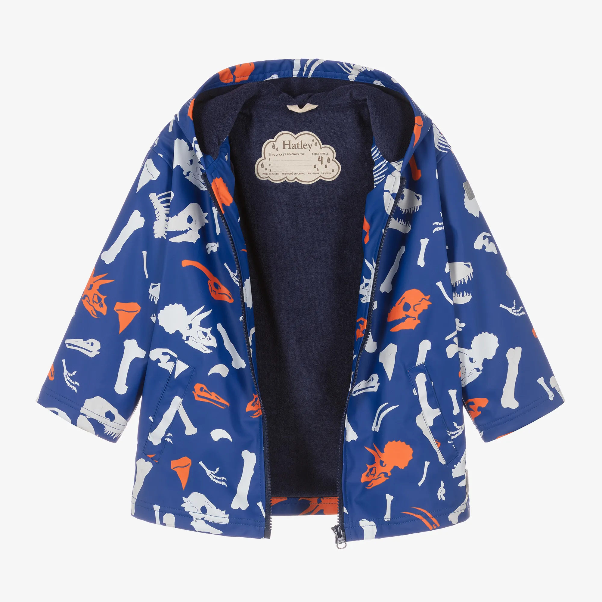 Boys Blue Dinosaur Fossils Raincoat