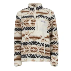 Columbia Womens West Bend 1/4 Zip Sherpa Pullover Chalk Checkered Peaks / Chalk