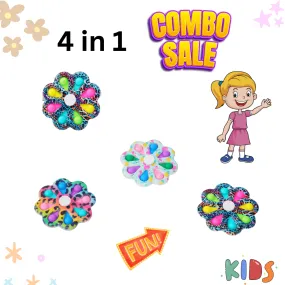 Combo of 4-Popit with Fidget Toy for Kids(Random colour will be send)