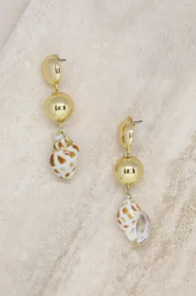 Conch Shell 18k Gold Plated Drop Earrings