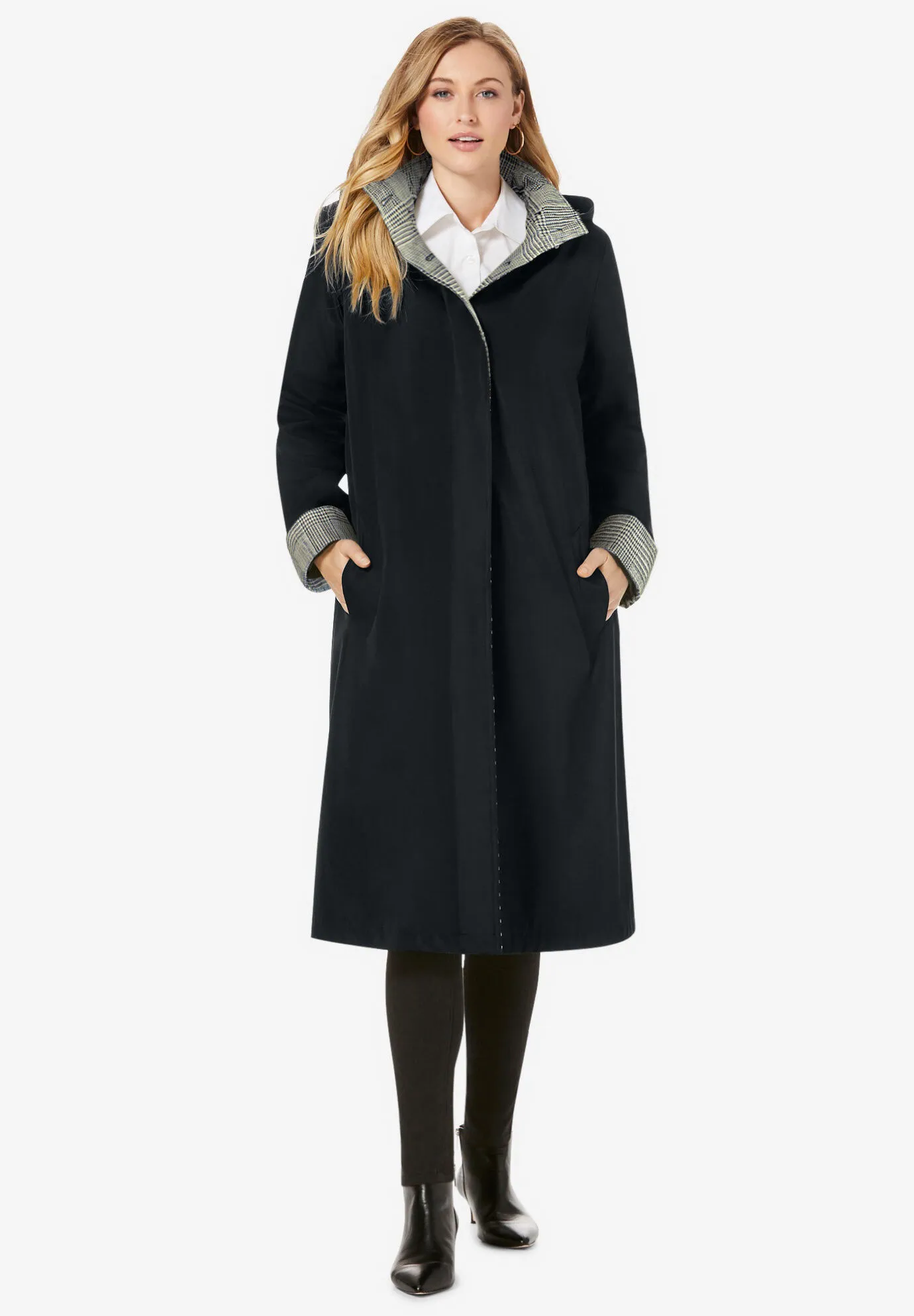 Contrast Hood Raincoat