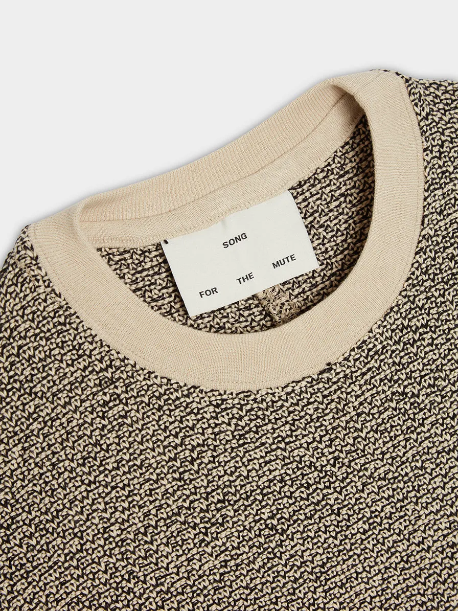 Cotton Towel Raw Crew Neck Pullover, Black / Sand