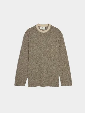 Cotton Towel Raw Crew Neck Pullover, Black / Sand