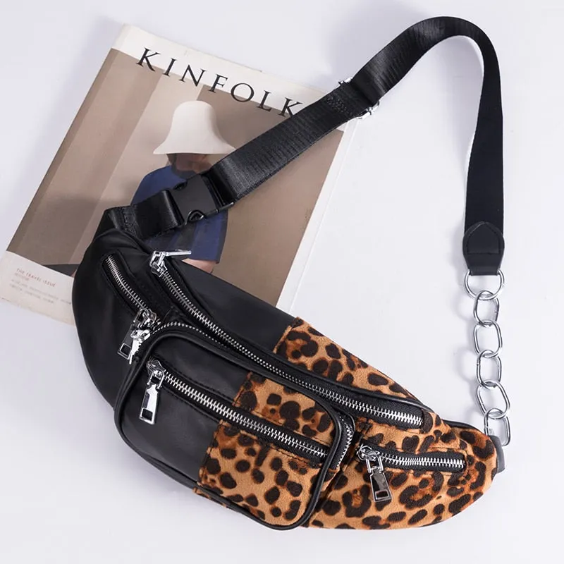 Crossbody Fashion Large Leopard Prints Adjustable Fanny Waist Pack Bag