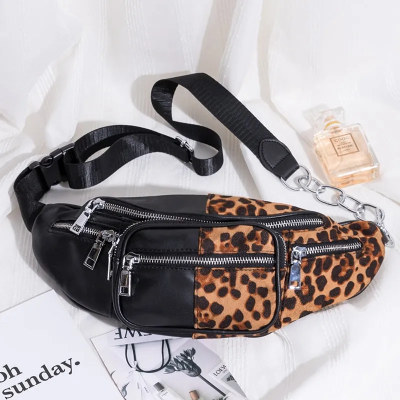 Crossbody Fashion Large Leopard Prints Adjustable Fanny Waist Pack Bag