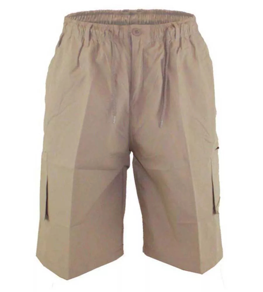 D555 Mens Sand Cargo Short With Shaped Leg Pockets (NICK)