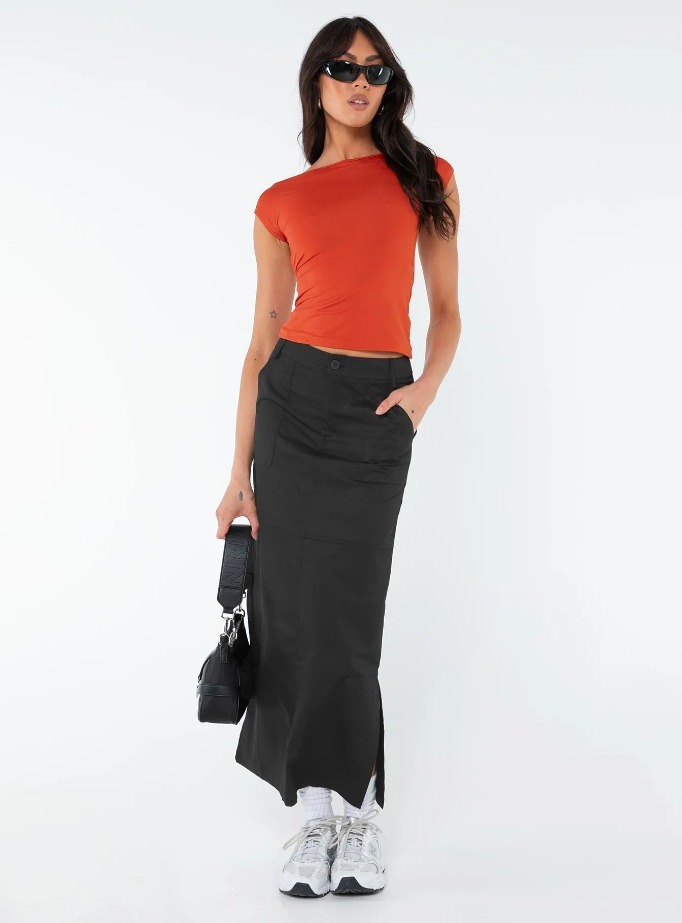 Devine Cargo Maxi Skirt Black