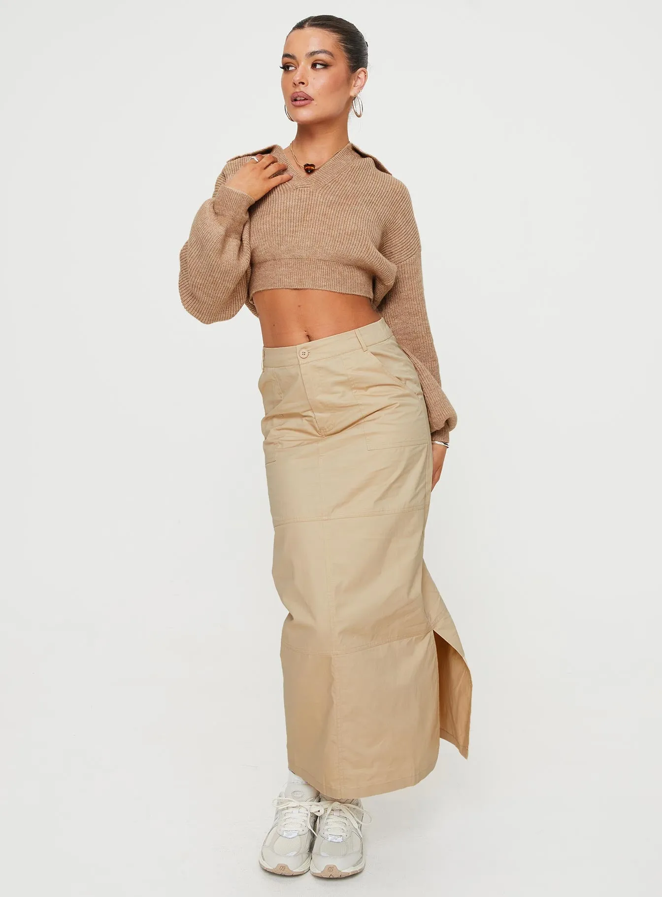 Devine Cargo Maxi Skirt Stone