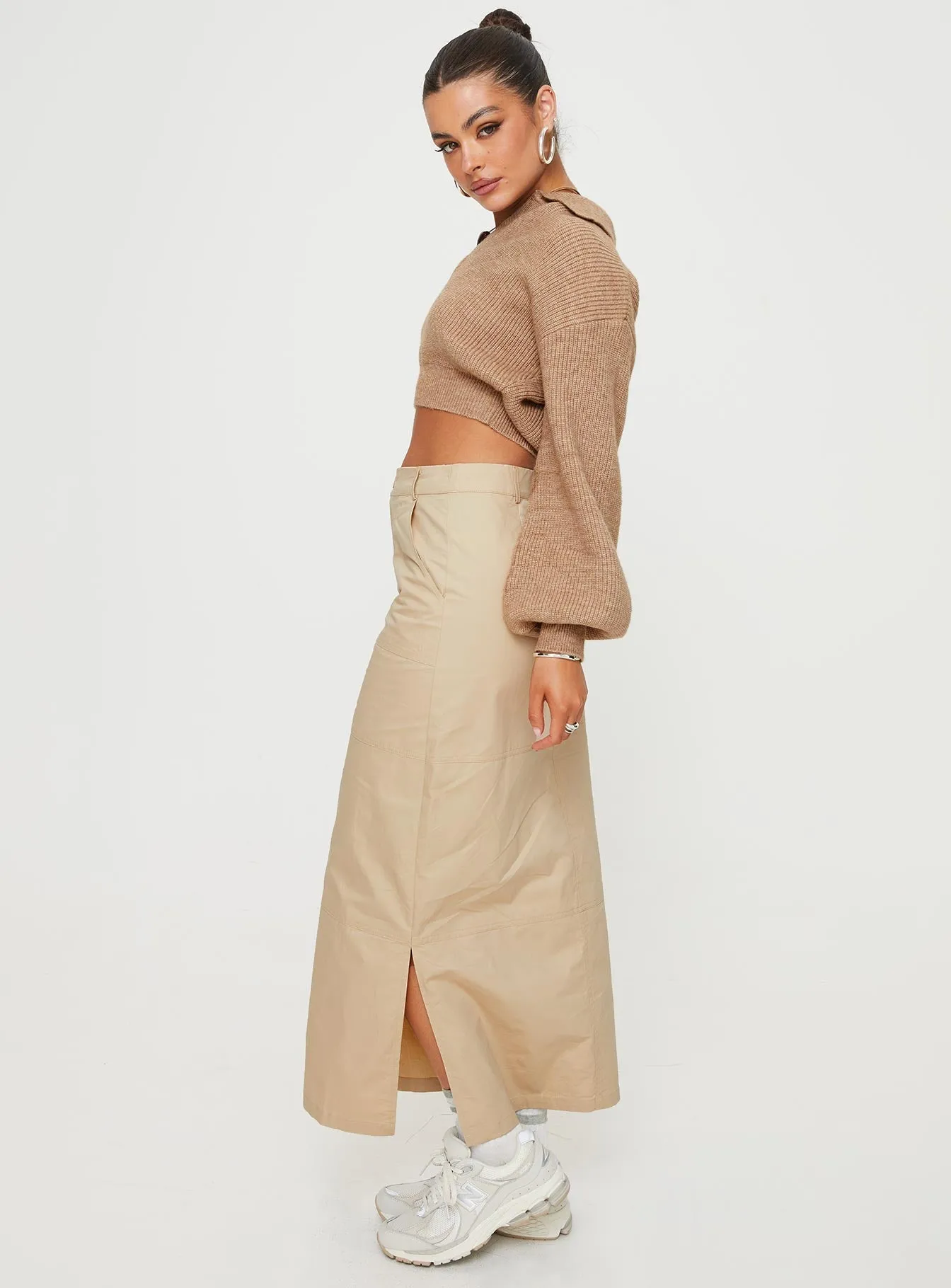 Devine Cargo Maxi Skirt Stone