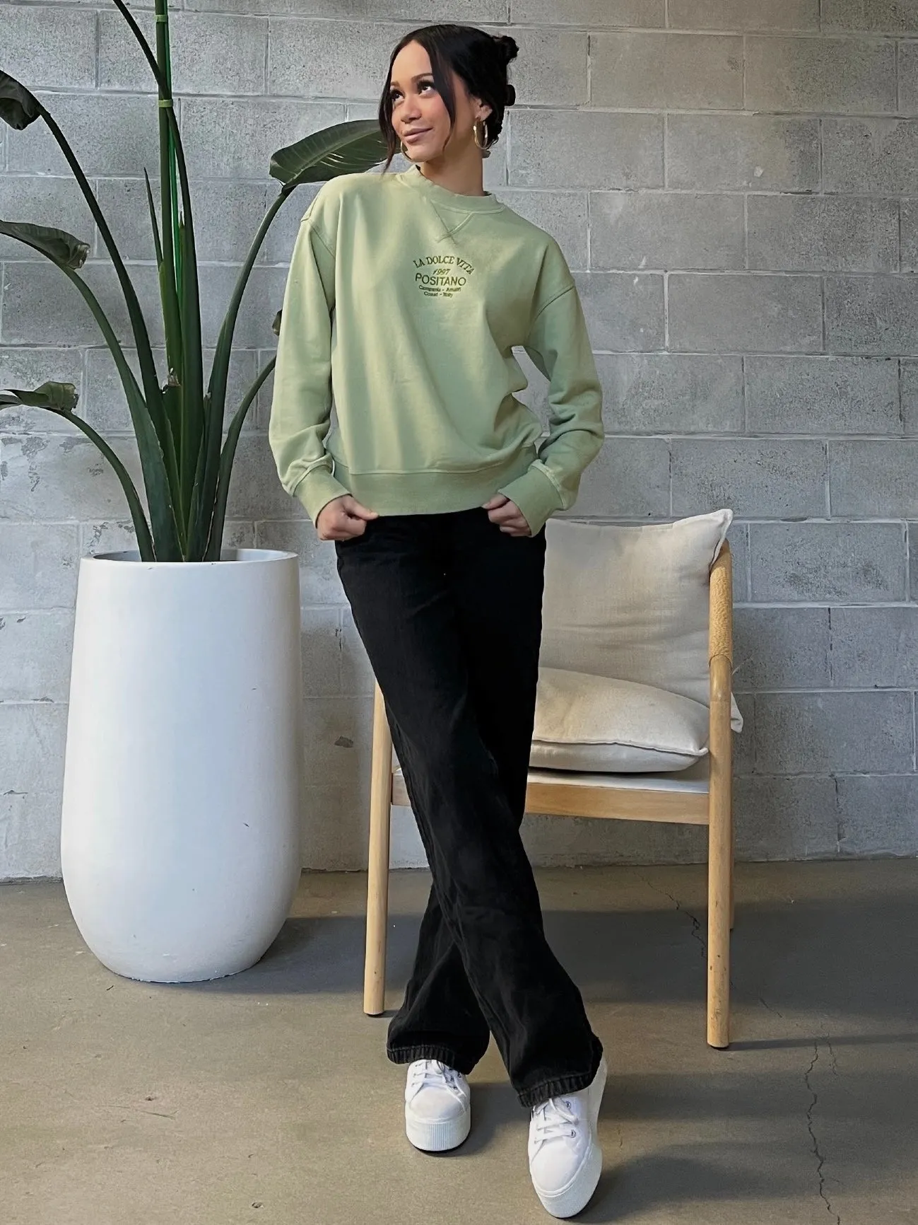 DEX Embroidered Positano Crewneck Sweatshirt