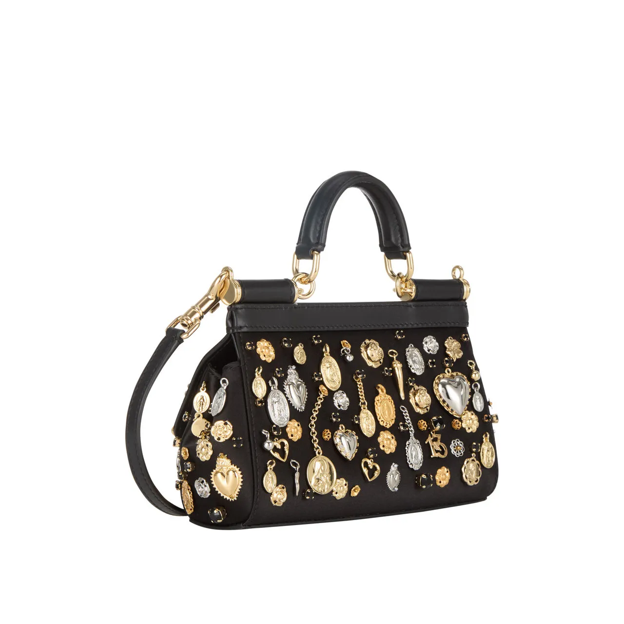 DOLCE & GABBANA Sicily Mini Gem Crossbody Bag - Black