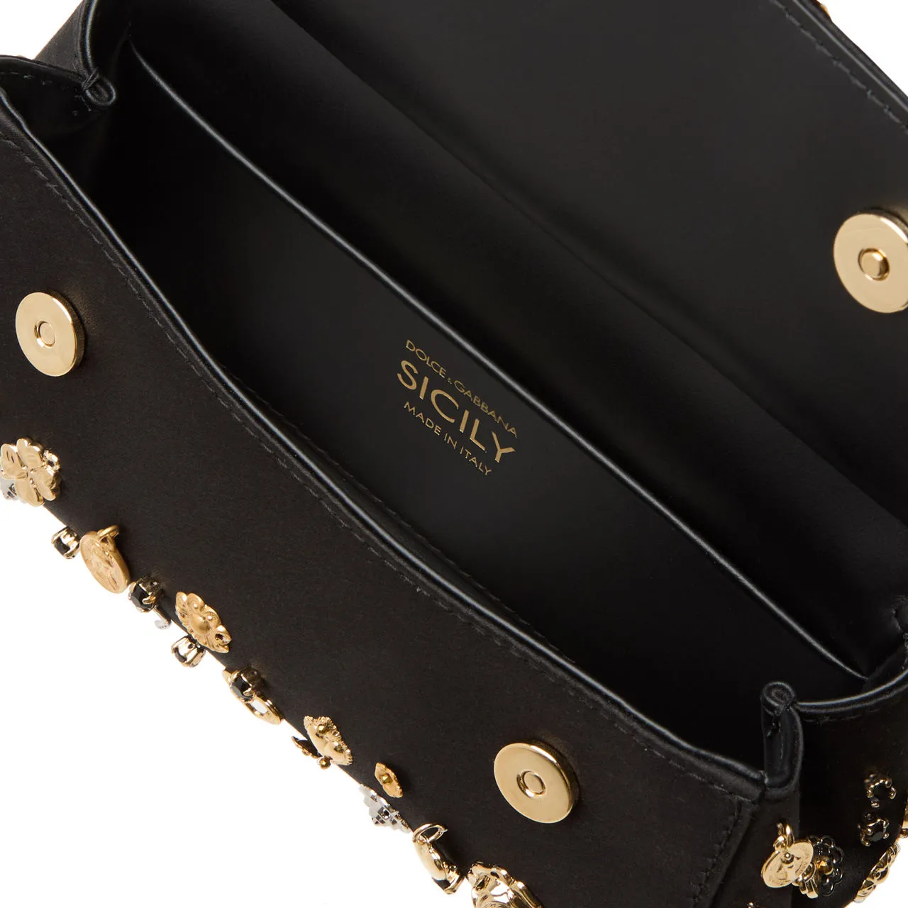 DOLCE & GABBANA Sicily Mini Gem Crossbody Bag - Black