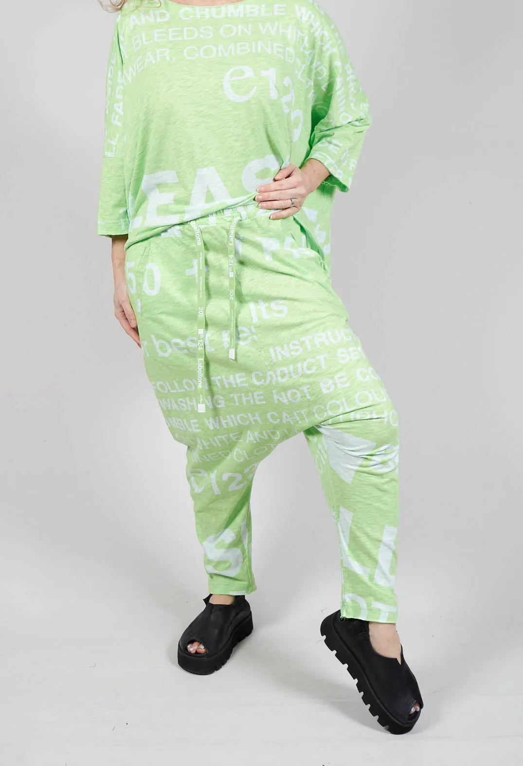 Drop Crotch Jersey Joggers in Lime Print