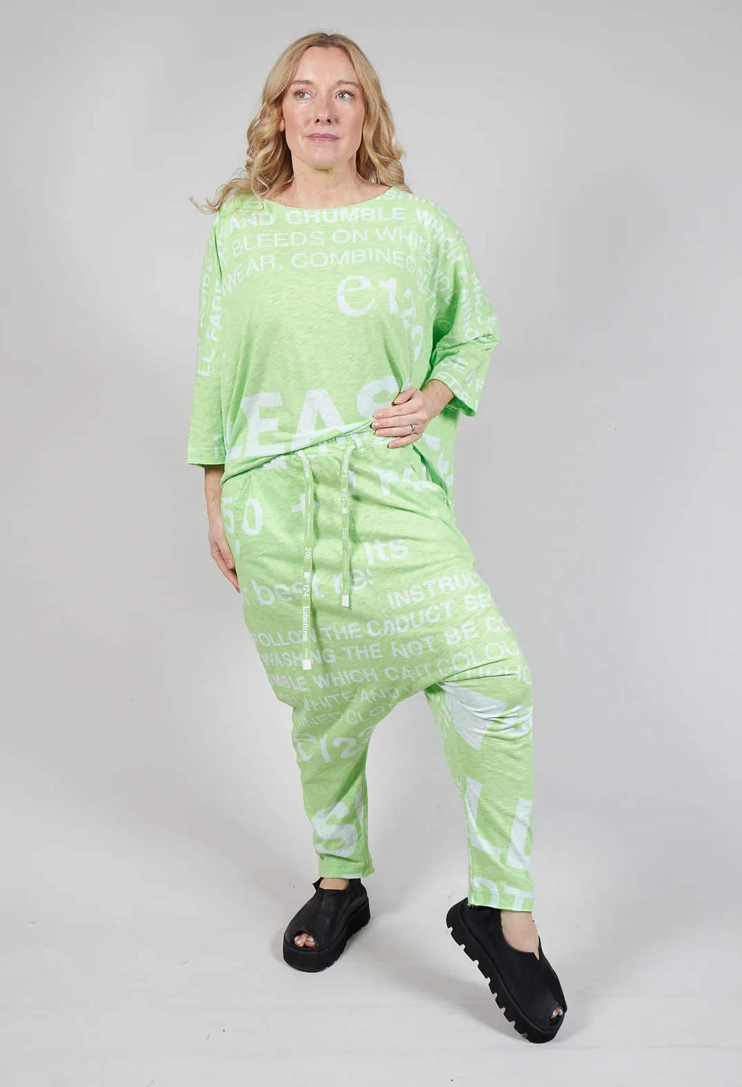 Drop Crotch Jersey Joggers in Lime Print