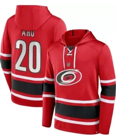 Fanatics Men's NHL Fanatics Sebastian Aho Carolina Hurricanes Name & Number Lace-Up Pullover Hoodie