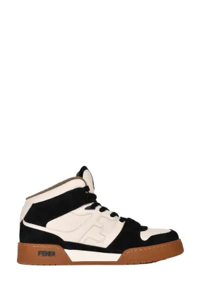 Fendi White/Black Leather 'Match' High Top Sneakers Size 40