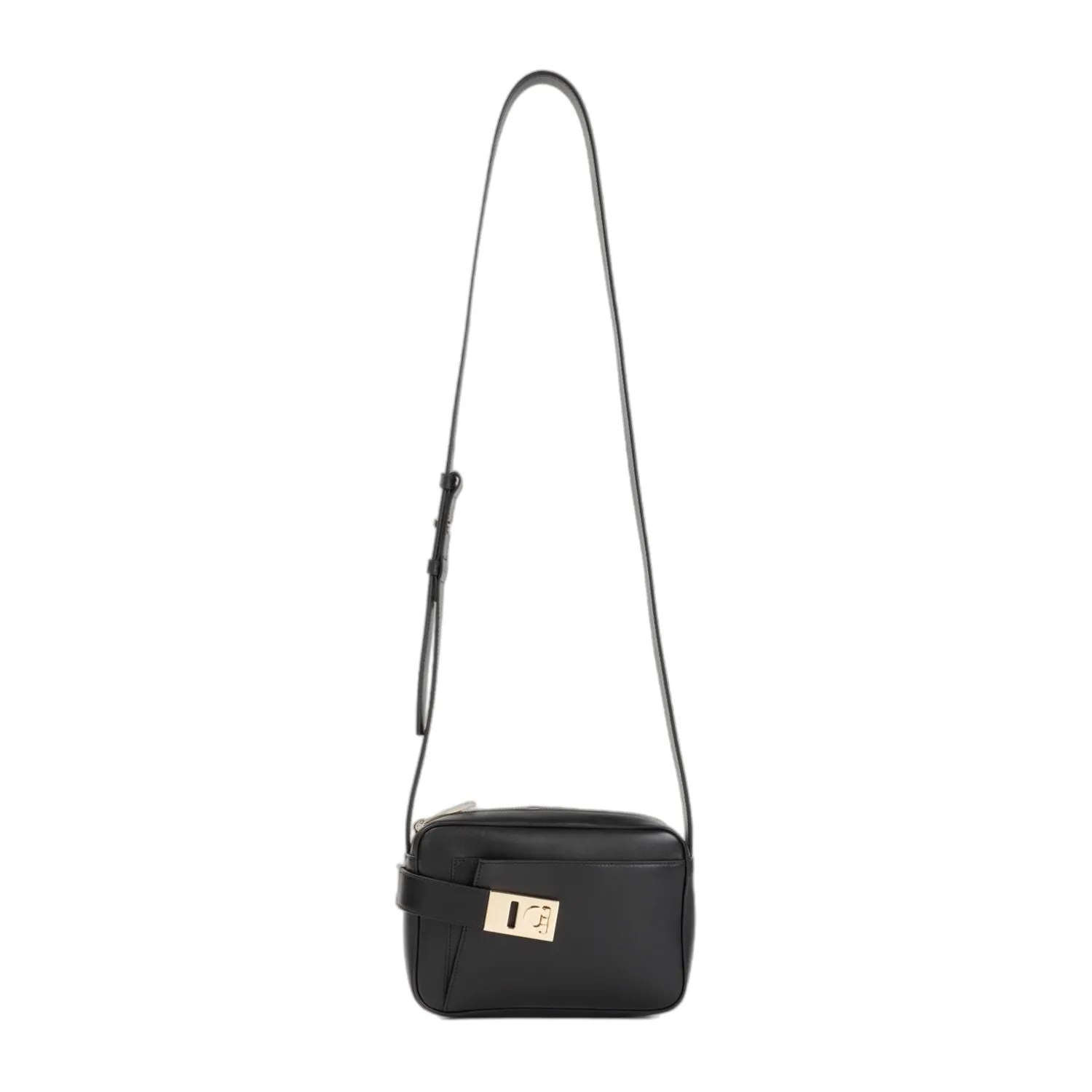 FERRAGAMO Classic Black Leather Crossbody Handbag for Women - Season SS24