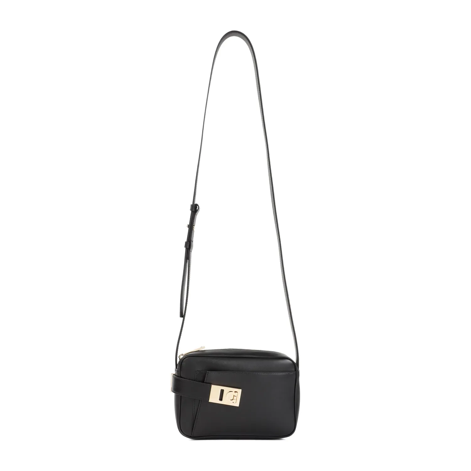 FERRAGAMO Classic Black Leather Crossbody Handbag for Women - Season SS24