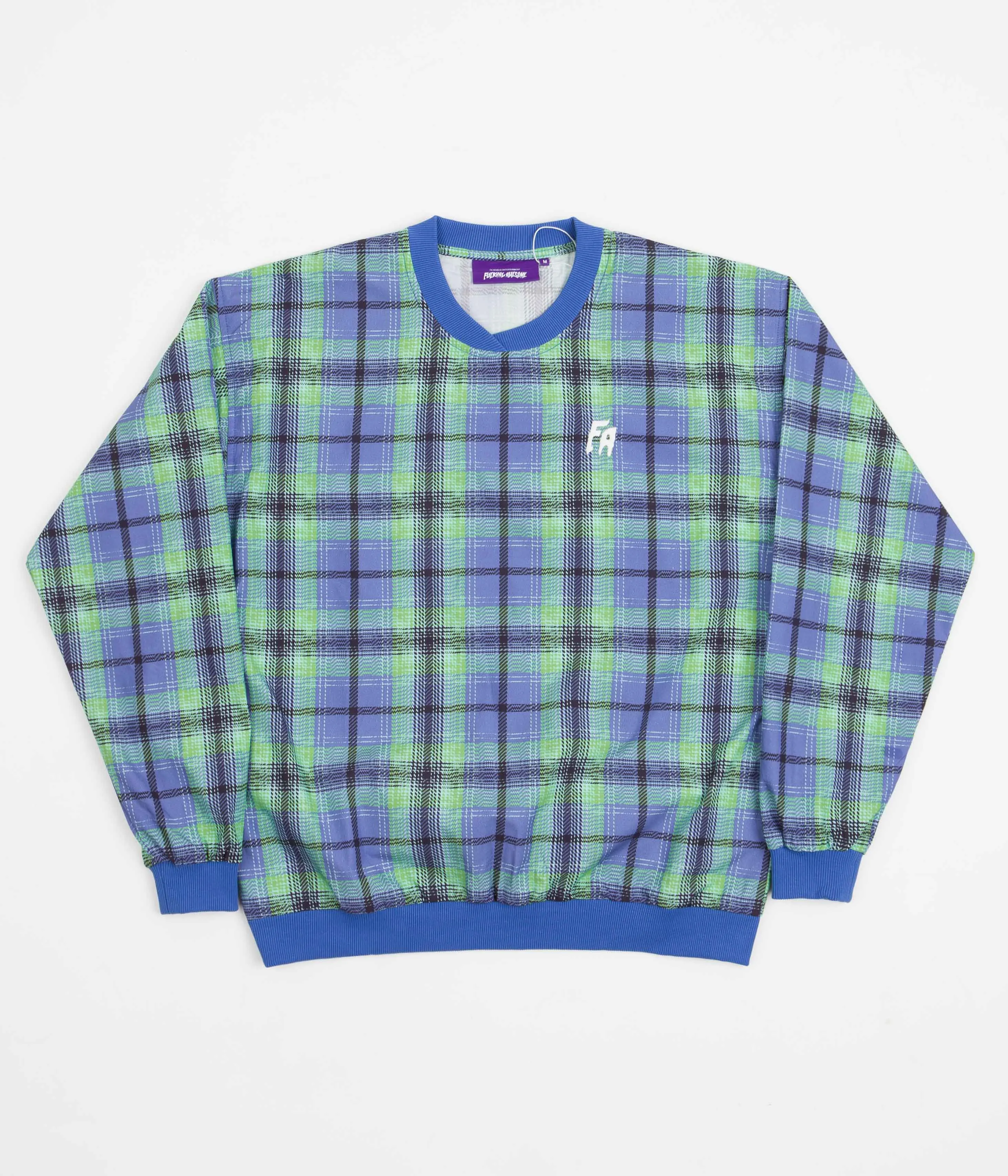 Fucking Awesome Flannel Print Windbreaker Sweatshirt - Blue