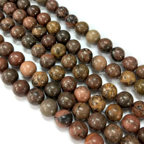 Gemstone Beads, Dendritic Jasper, Natural, Round, 8mm