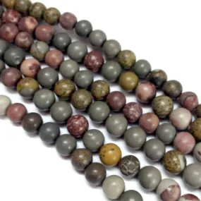 Gemstone Beads, Dendritic Jasper, Natural, Round, 8mm