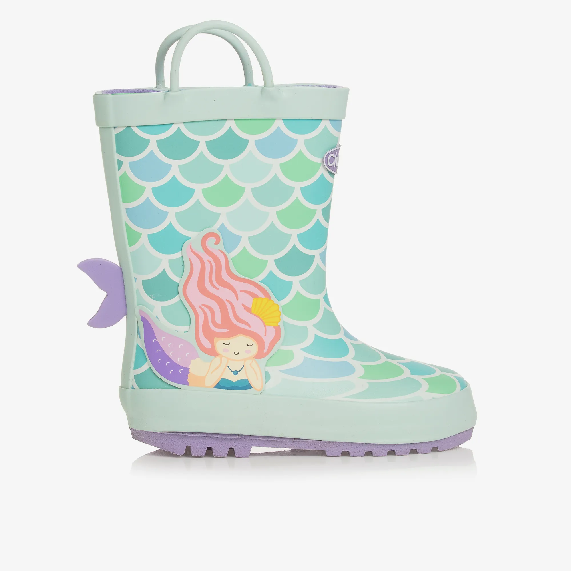 Girls Green Mermaid Rain Boots