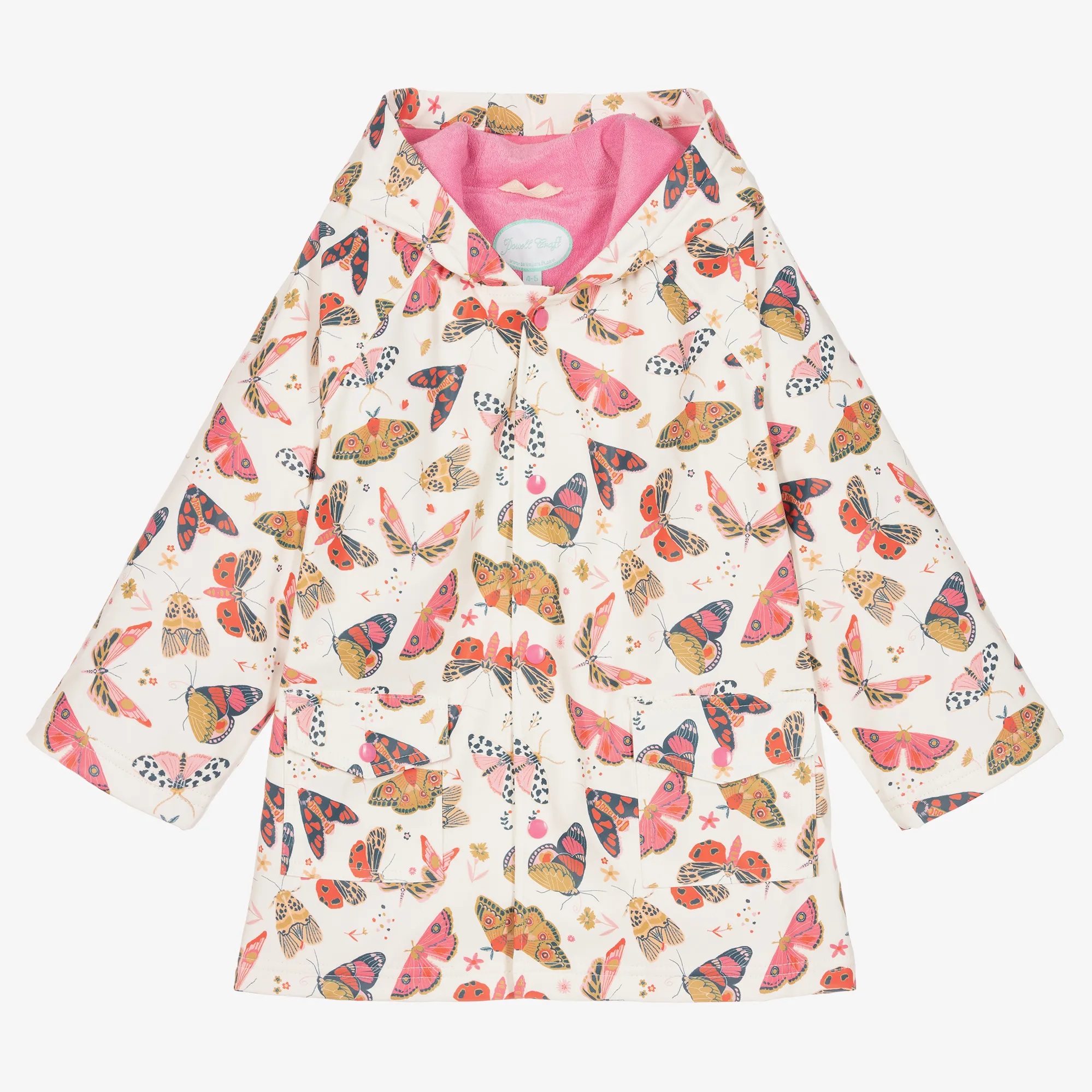 Girls Ivory Butterfly Raincoat