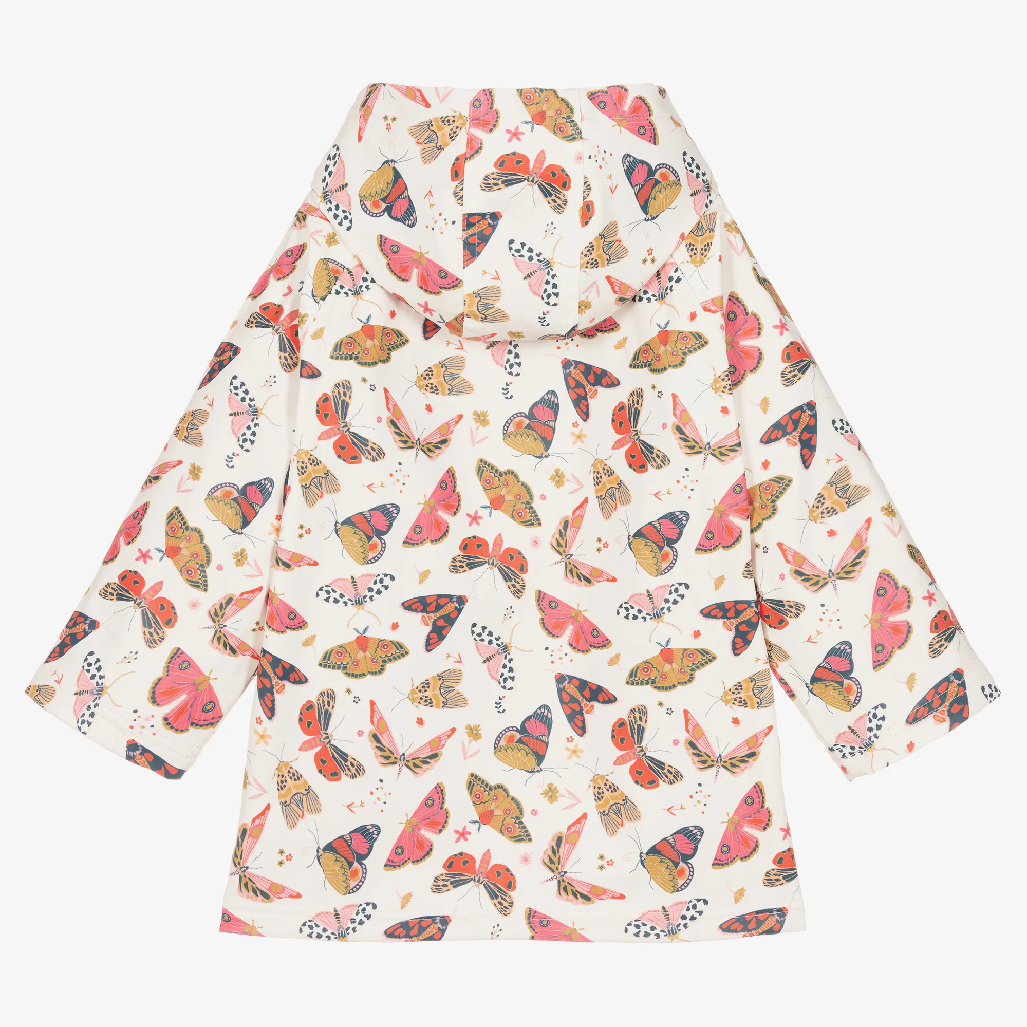 Girls Ivory Butterfly Raincoat