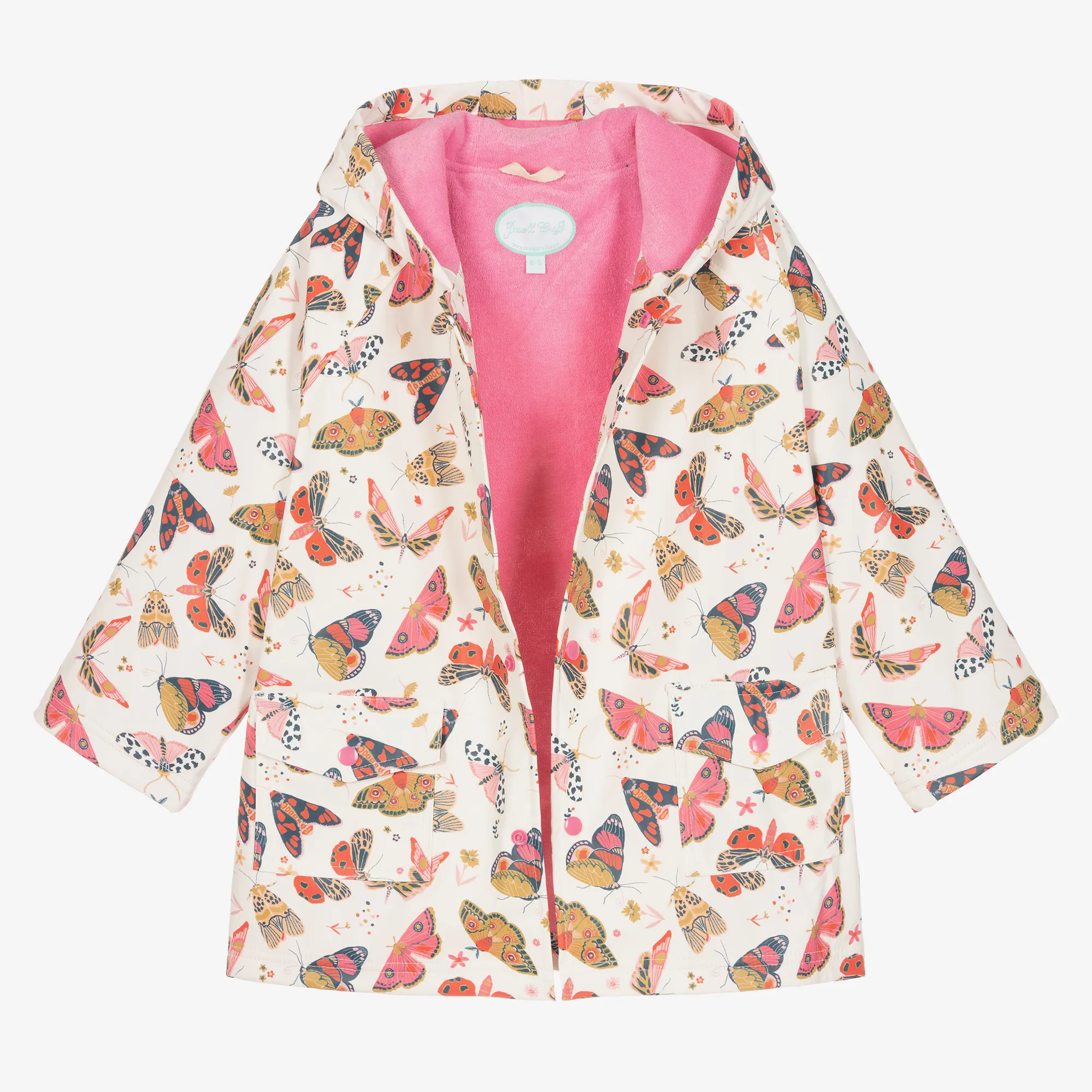 Girls Ivory Butterfly Raincoat