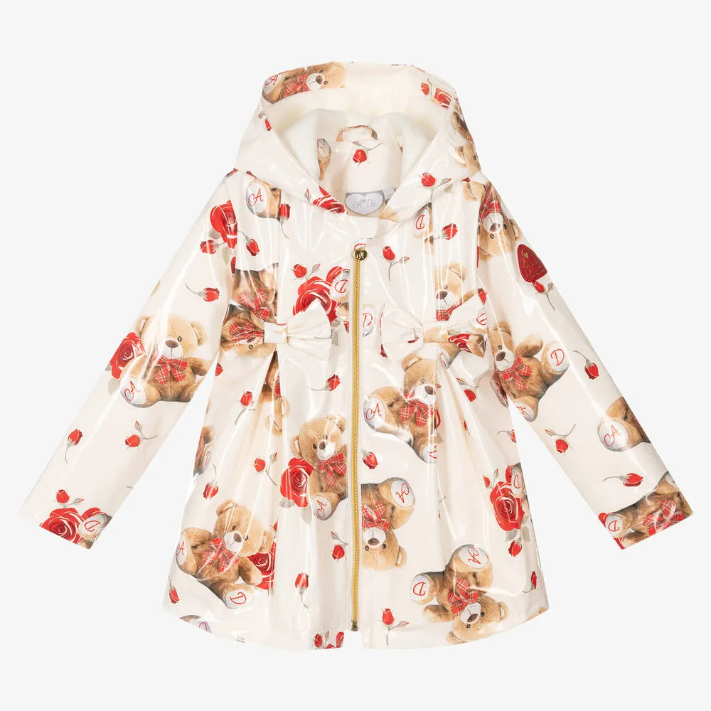 Girls Ivory Teddy Raincoat