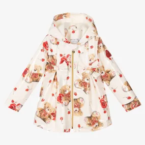 Girls Ivory Teddy Raincoat